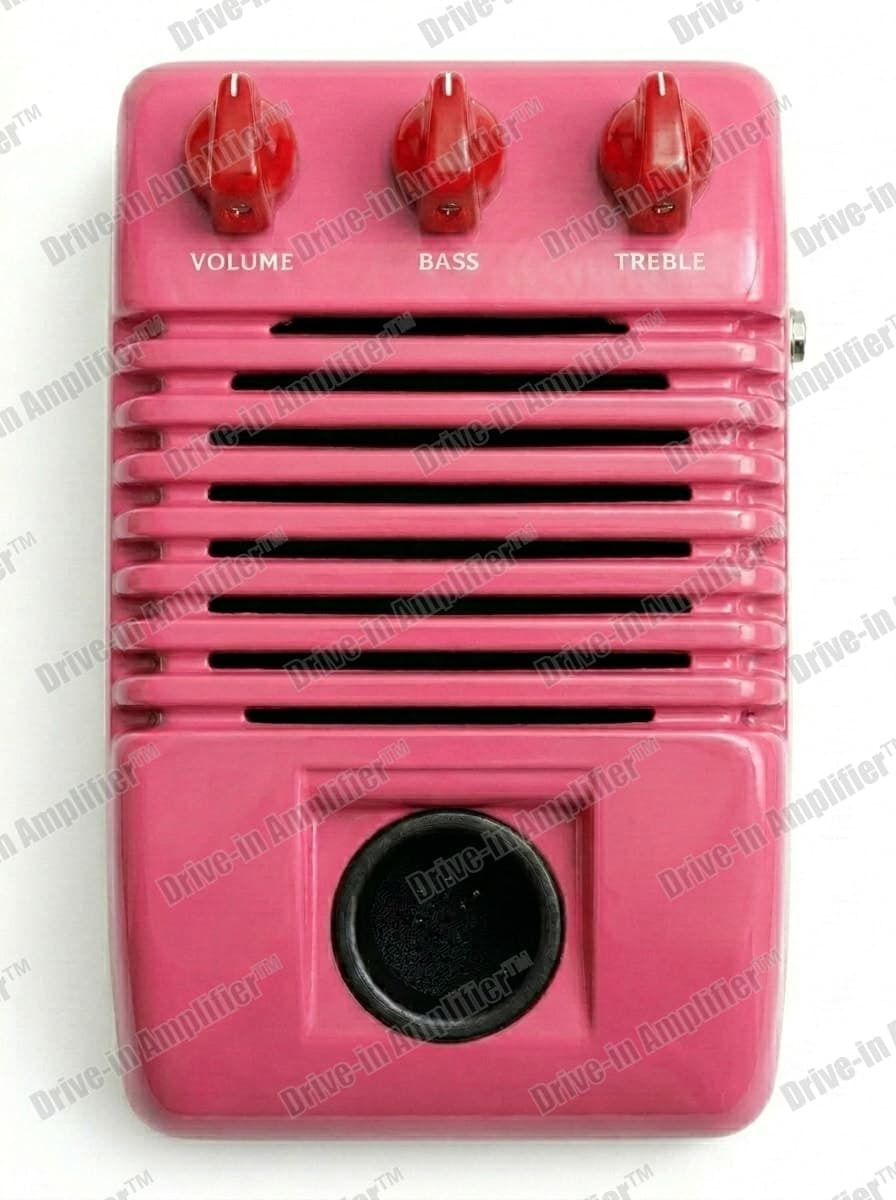 Poodle Pink amplifier with red knobs