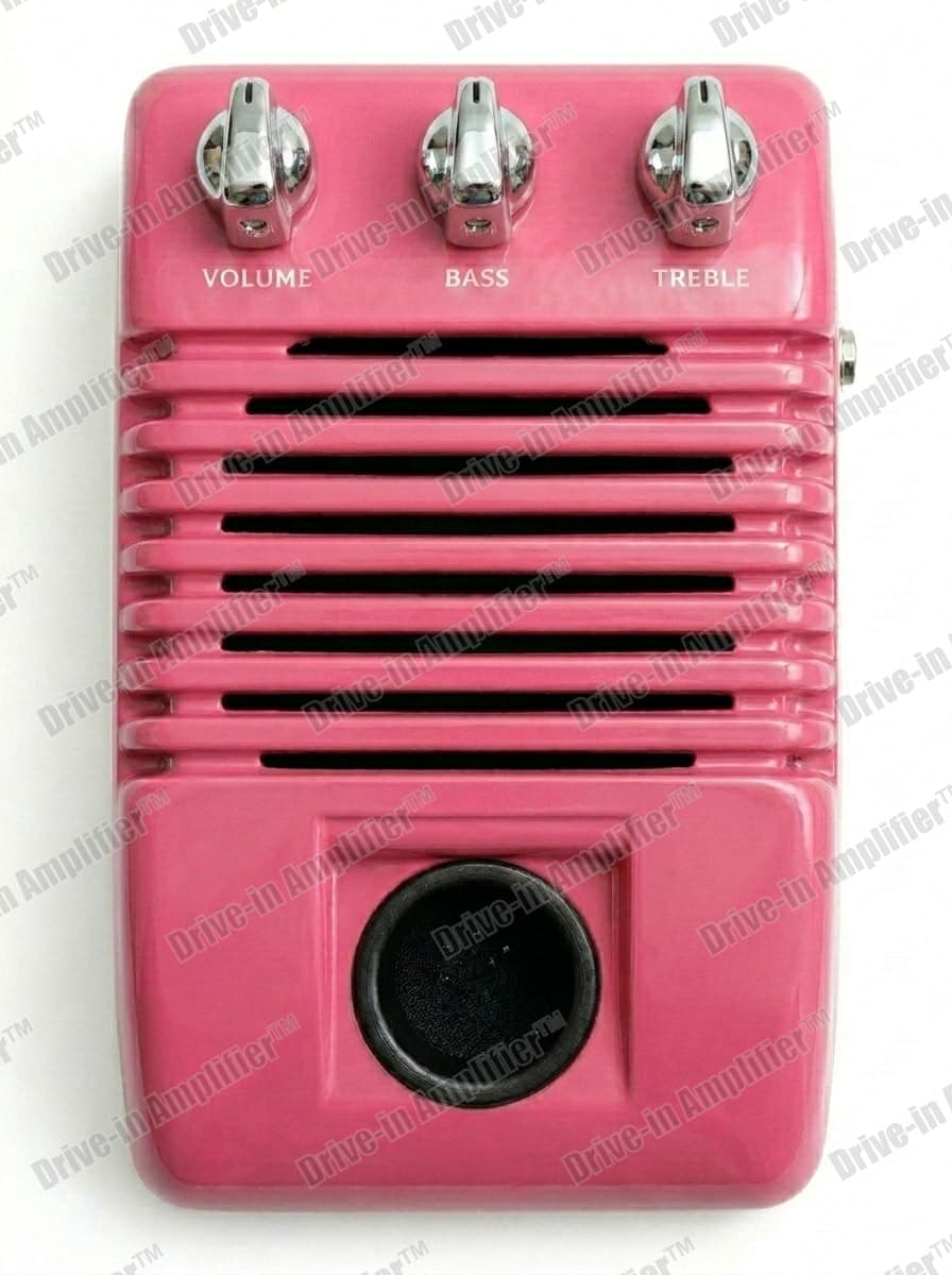 Poodle Pink amplifier with chrome knobs