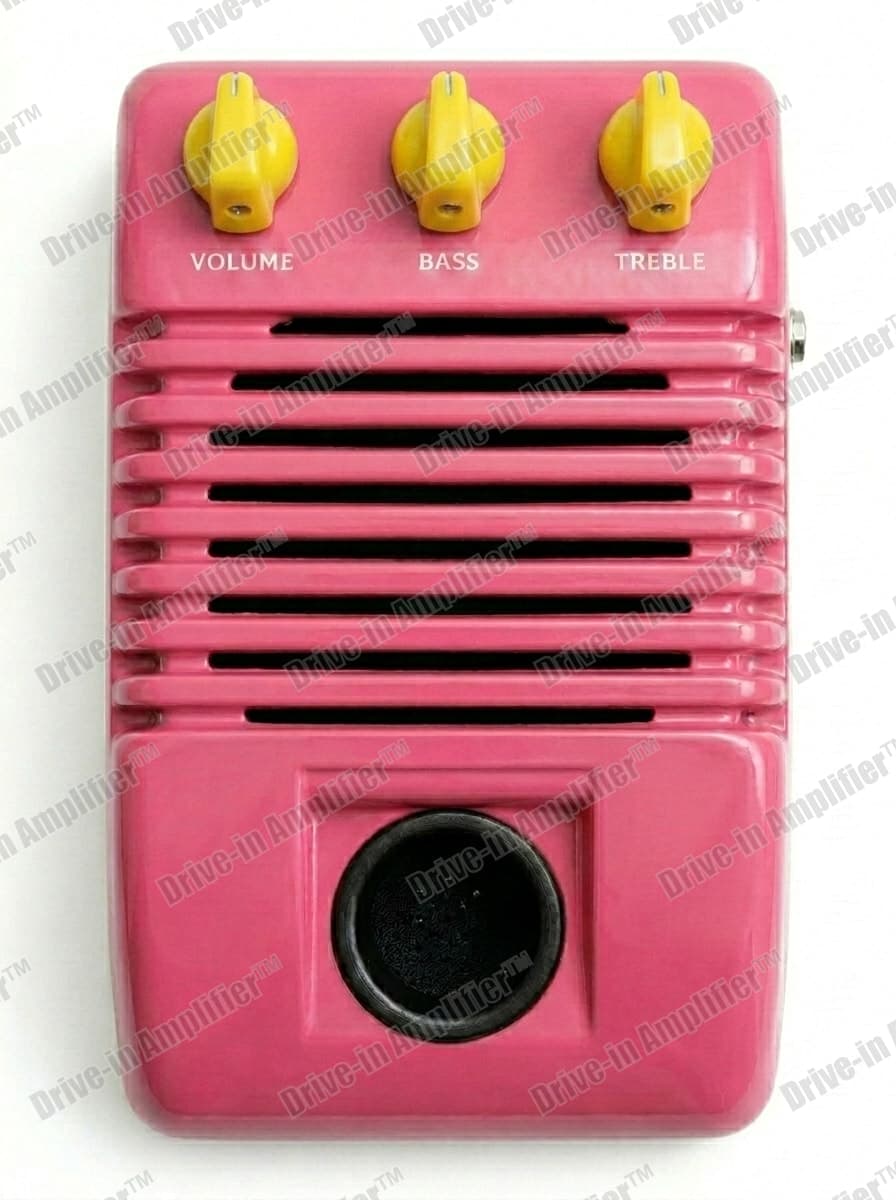 Poodle Pink amplifier with yellow knobs