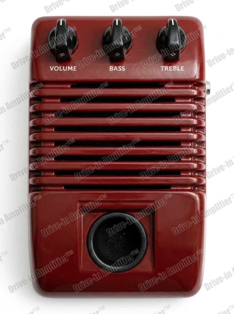 Wagon Red amplifier with black knobs