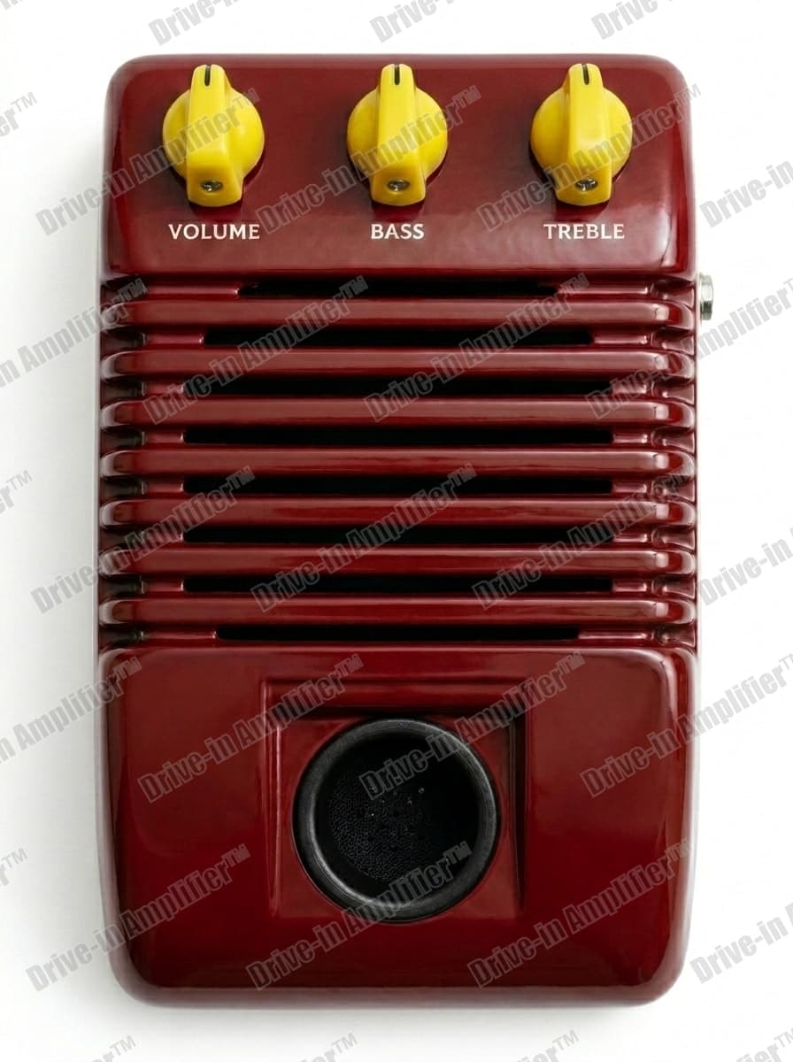 Wagon Red amplifier with yellow knobs
