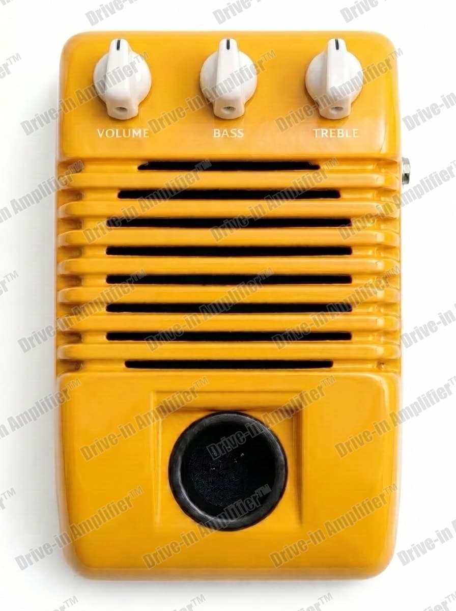 Sunflower Yellow amplifier with cream knobs