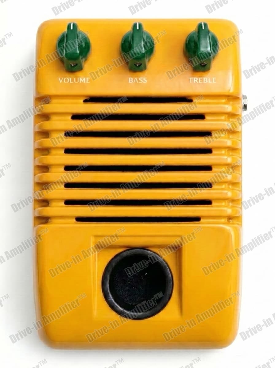 Sunflower Yellow amplifier with green knobs
