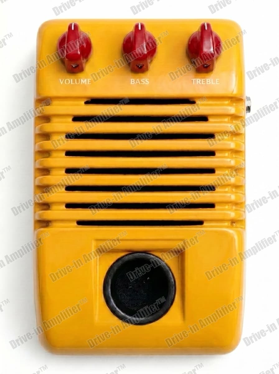 Sunflower Yellow amplifier with red knobs